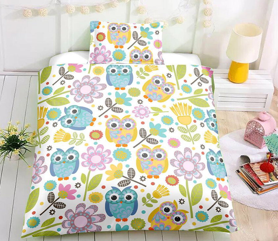 3D Cartoon Owl Leaves 1147 Bed Pillowcases Quilt