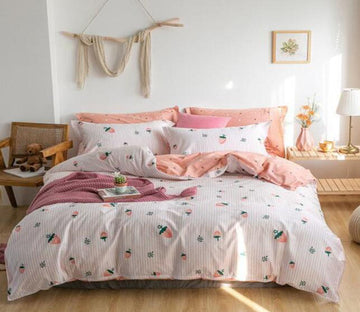 3D Pink Strawberry 3008 Bed Pillowcases Quilt