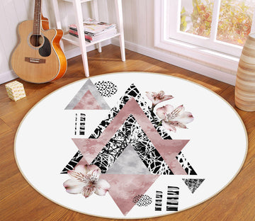 3D Triangle Pattern 29059 Round Non Slip Rug Mat