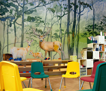 3D Forest Deer 192 Wall Murals