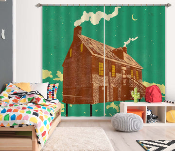 3D House Cooking Smoke 052 Showdeer Curtain Curtains Drapes Curtains AJ Creativity Home 