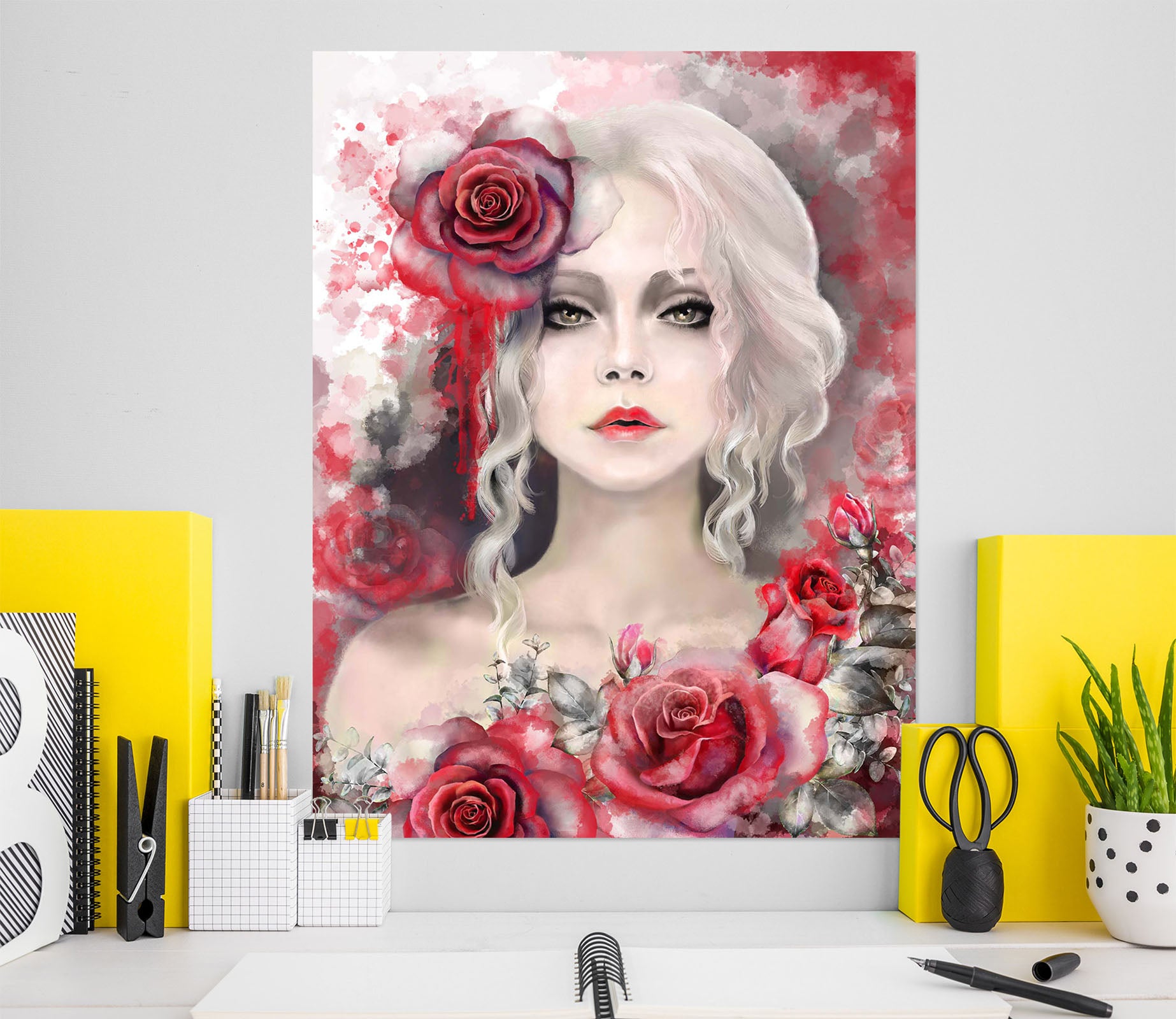 3D Beautiful Rose Woman 1012 Wall Sticker