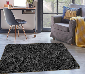 3D Black Pattern 35053 Non Slip Rug Mat