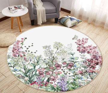 3D Flower Bush 29084 Round Non Slip Rug Mat