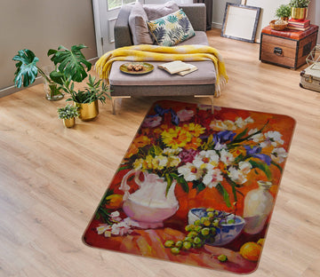 3D Flowers Vase 76154 Non Slip Rug Mat