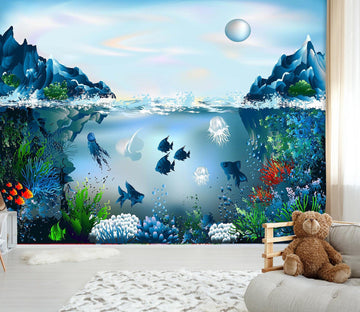 3D Submarine Fish Ocean 004 Wall Murals Wallpaper AJ Wallpaper 2 