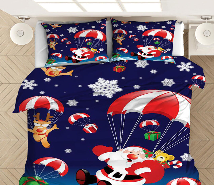 3D Santa Skydiving 46054 Christmas Quilt Duvet Cover Xmas Bed Pillowcases