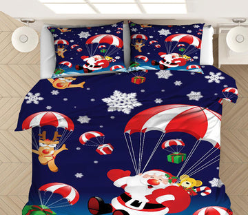 3D Santa Skydiving 46054 Christmas Quilt Duvet Cover Xmas Bed Pillowcases