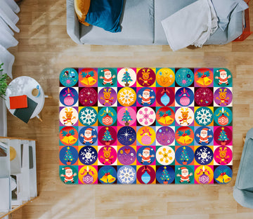 3D Color Circle Snowflake 54226 Christmas Non Slip Rug Mat Xmas