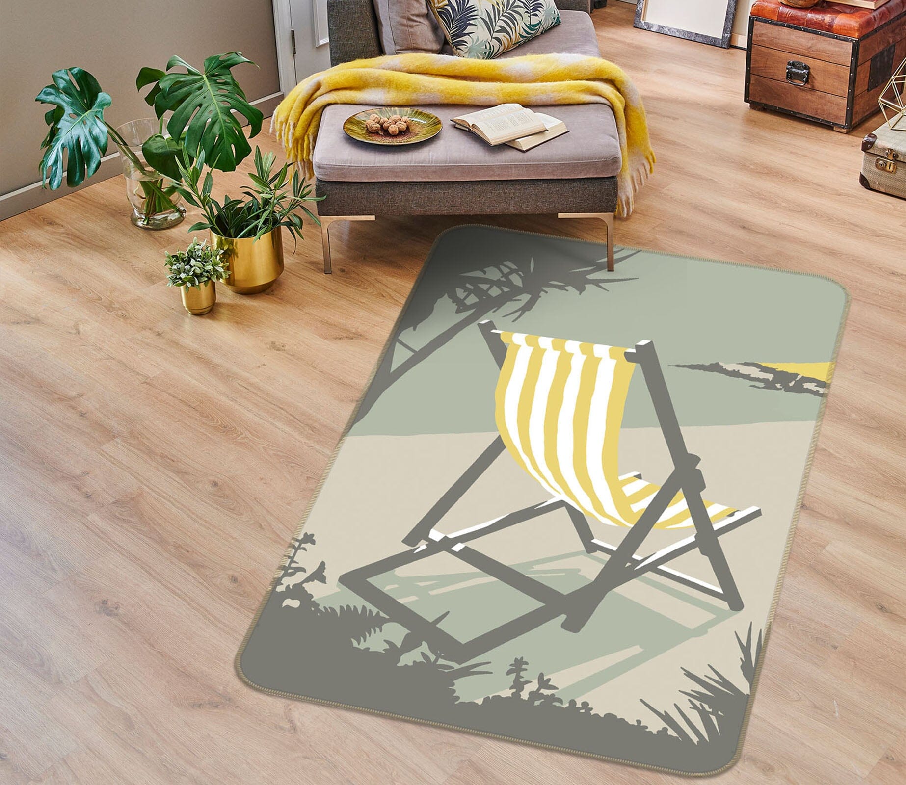 3D St Ives Deckchair 1156 Steve Read Rug Non Slip Rug Mat Mat AJ Creativity Home 