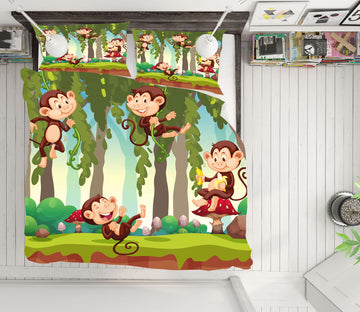 3D Tree Monkey 60056 Bed Pillowcases Quilt