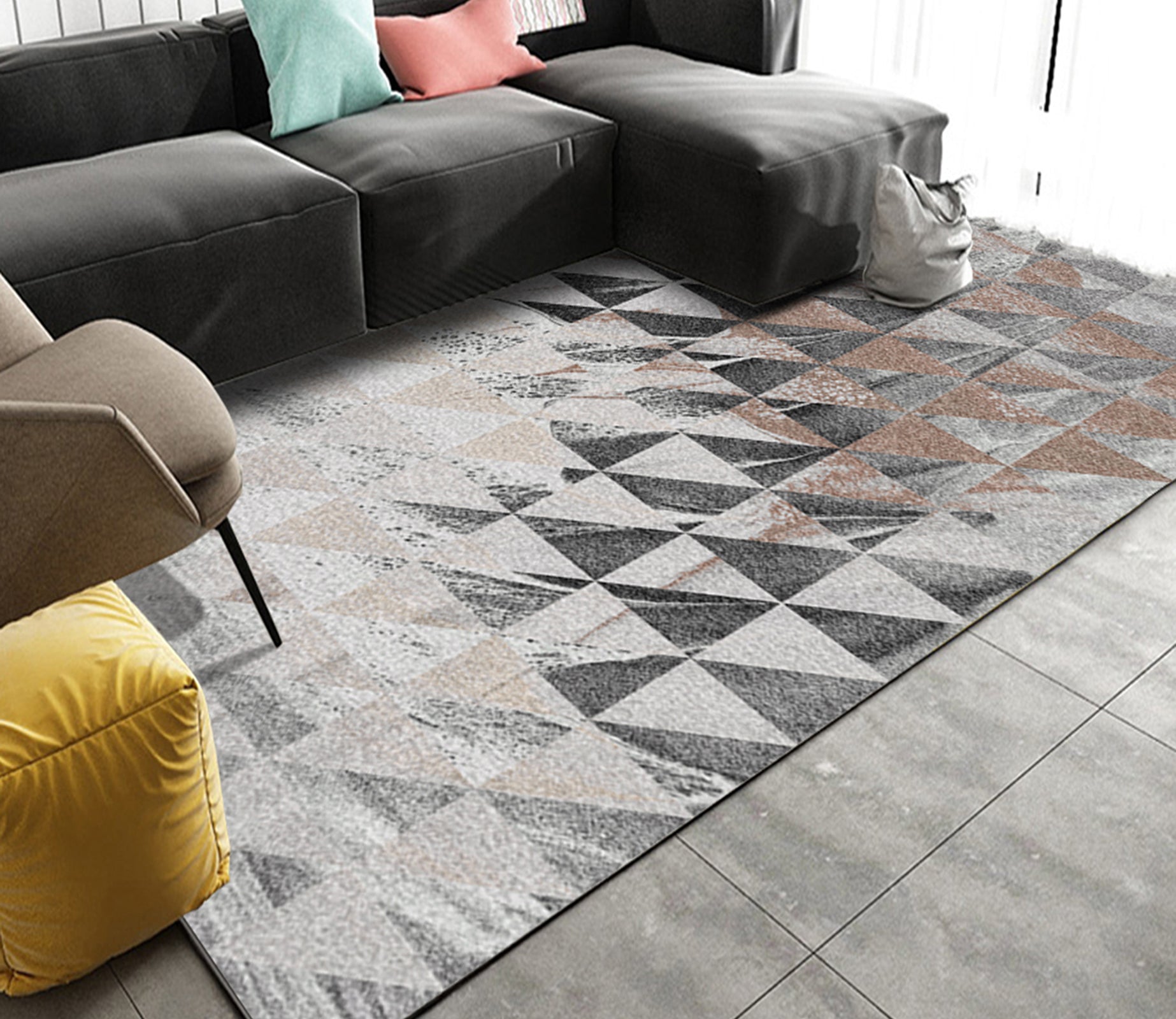 3D Colored Triangle WG065 Non Slip Rug Mat Mat AJ Creativity Home 