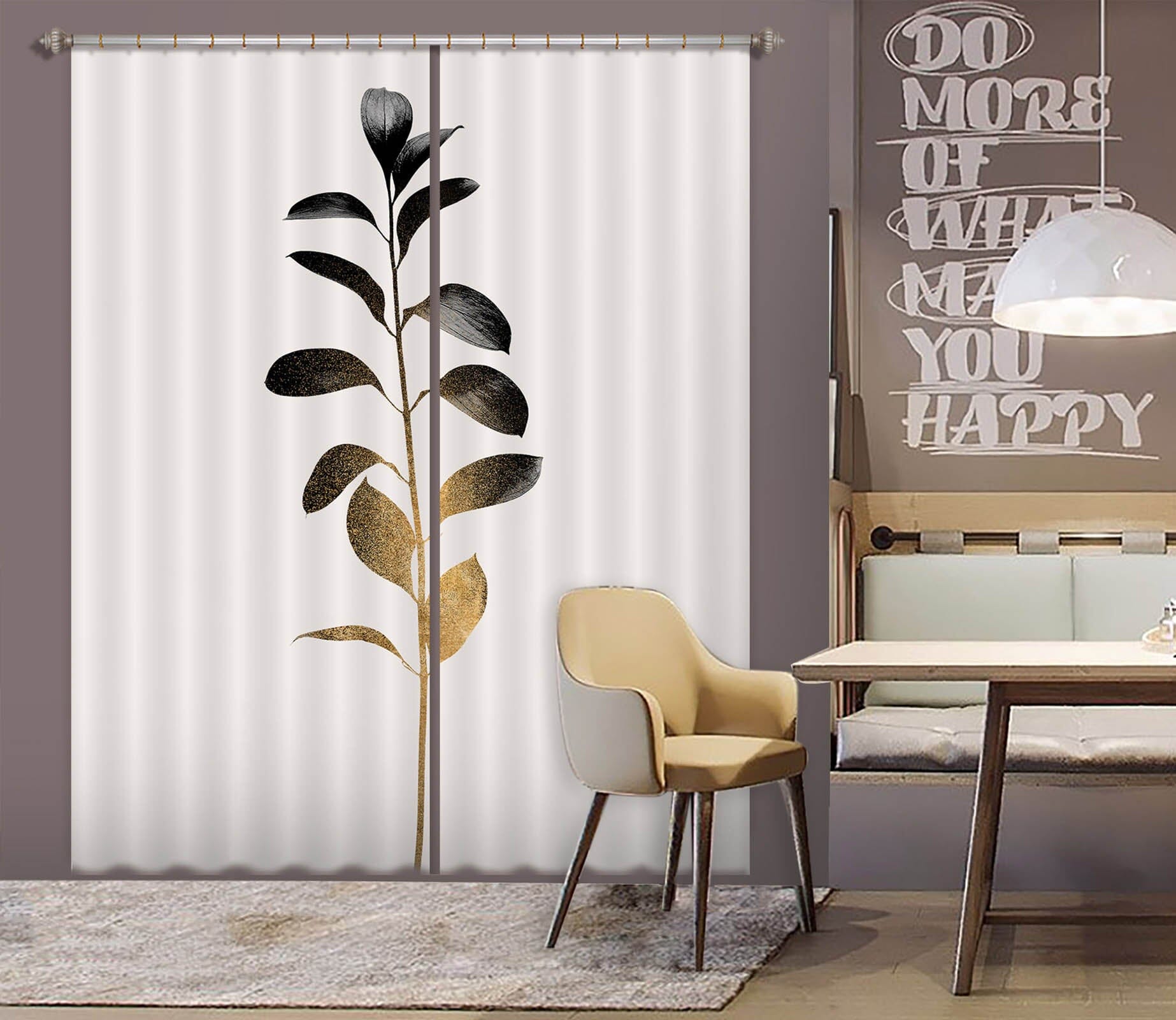 3D Golden Gradient Leaves 1084 Boris Draschoff Curtain Curtains Drapes Curtains AJ Creativity Home 