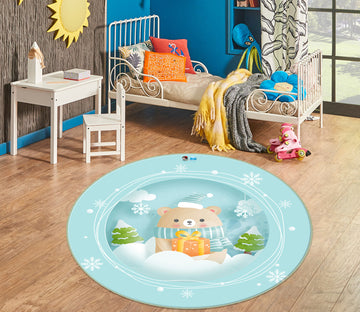 3D Snow Bear 74242 Round Non Slip Rug Mat