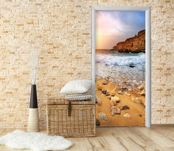 3D Beach Stone Sea 050 Door Mural
