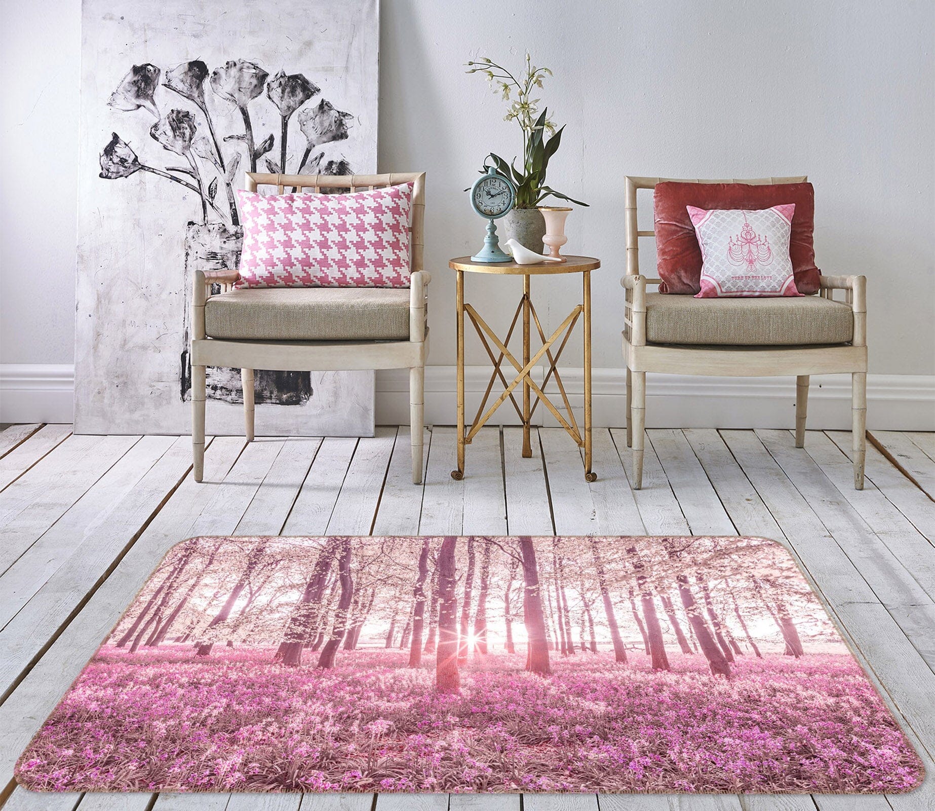3D Pink Flower Sea 1016 Assaf Frank Rug Non Slip Rug Mat Mat AJ Creativity Home 