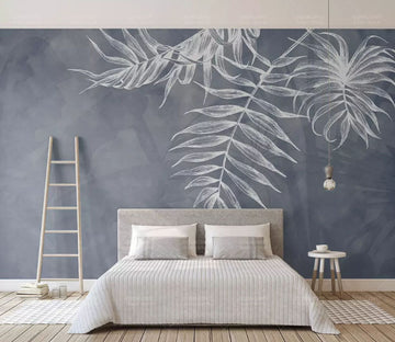3D Grey Leaves 2106 Wall Murals