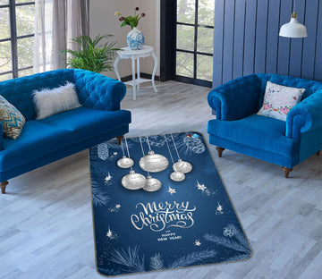 3D White Ball 55048 Christmas Non Slip Rug Mat Xmas