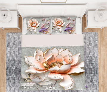 3D Lotus 13073 Bed Pillowcases Quilt