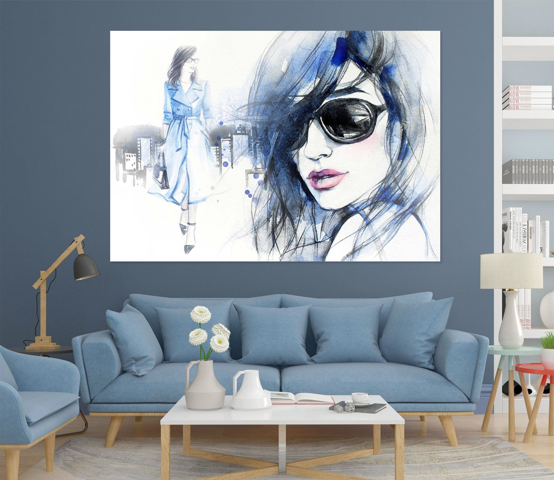 3D Blue Hair Woman 1046 Wall Sticker Wallpaper AJ Wallpaper 2 