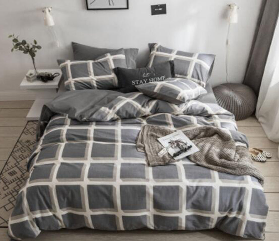 3D Gray Square 15085 Bed Pillowcases Quilt