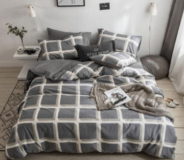3D Gray Square 15085 Bed Pillowcases Quilt