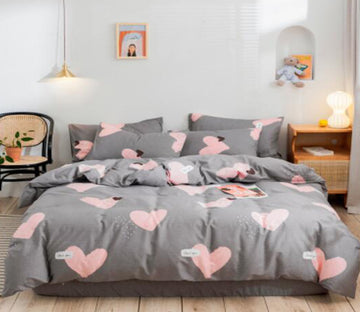 3D Heart Pattern 17063 Bed Pillowcases Quilt