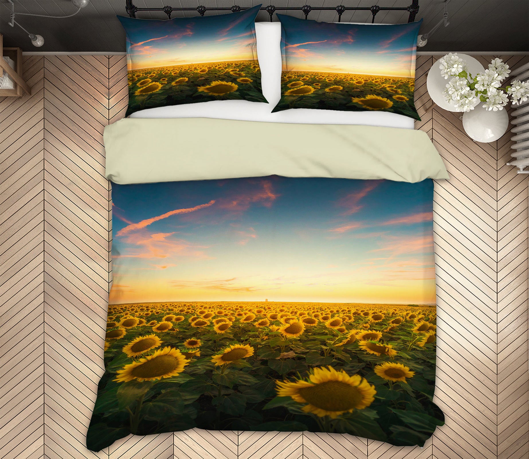 3D Sunflower Bush 59172 Bed Pillowcases Quilt