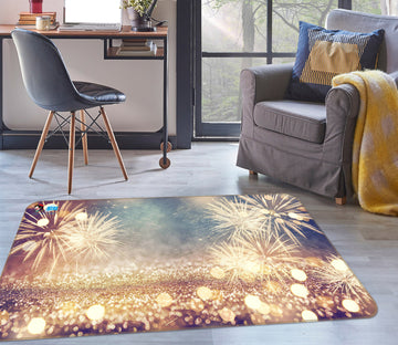 3D Firework Light 55082 Christmas Non Slip Rug Mat Xmas