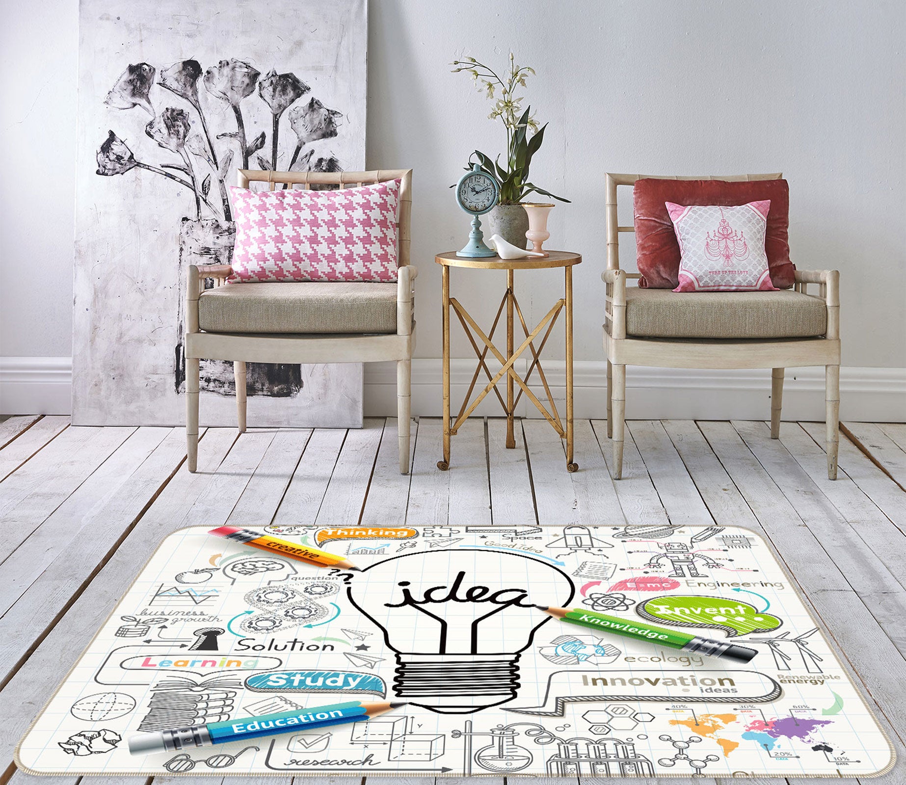 3D Light Bulb 77120 Non Slip Rug Mat