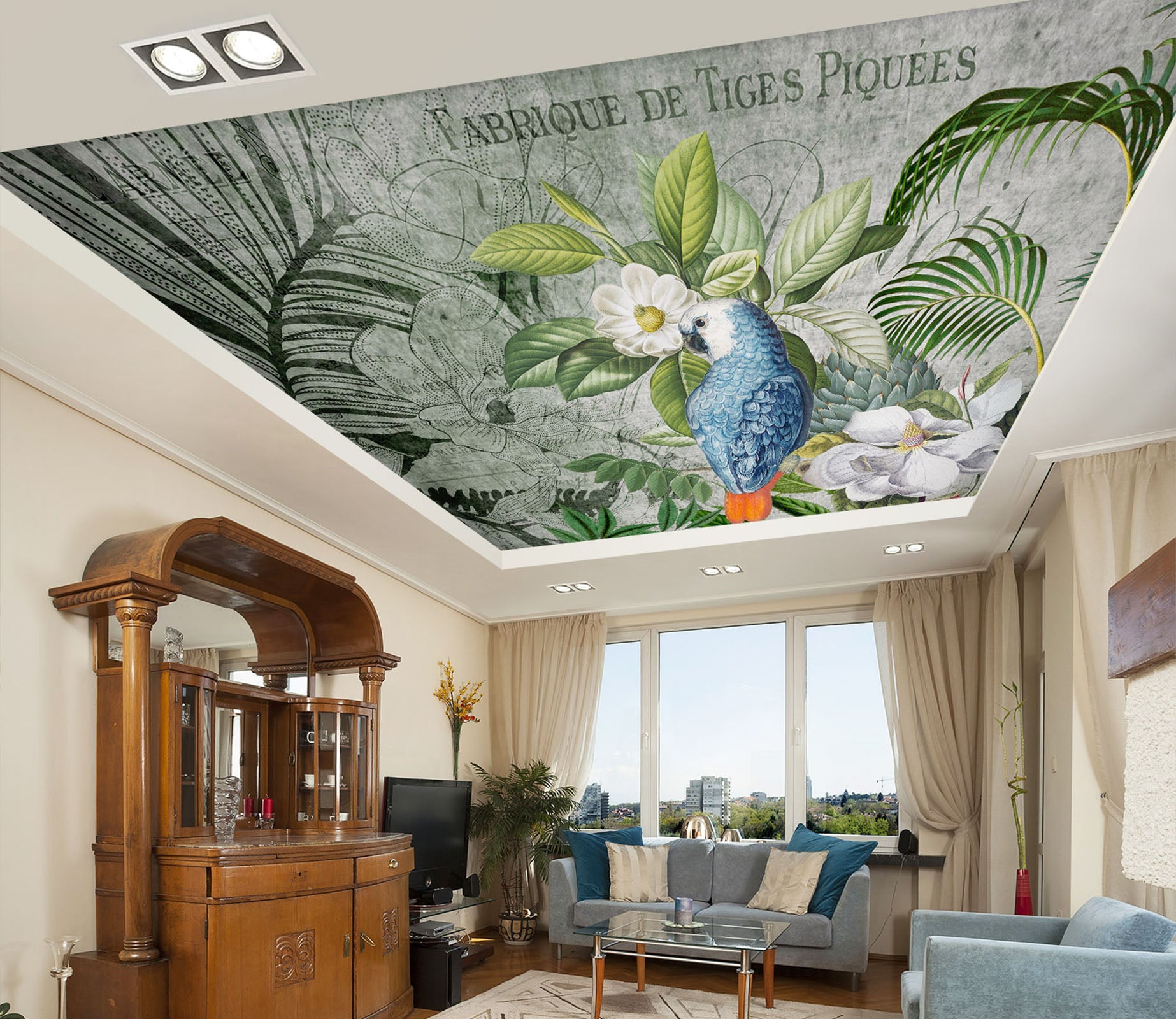 3D White Flower Bird 5265 Andrea Haase Ceiling Wallpaper Murals