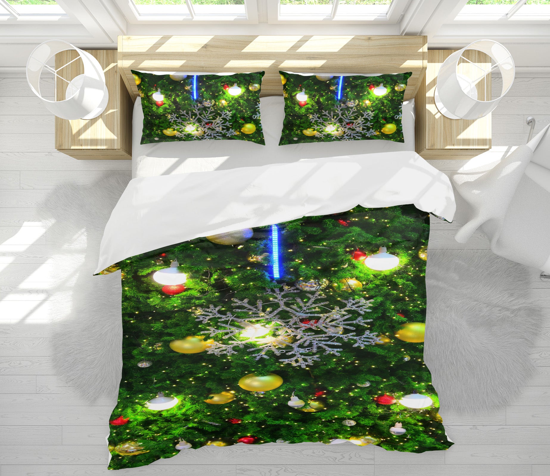 3D Snowflake Tree 51147 Christmas Quilt Duvet Cover Xmas Bed Pillowcases