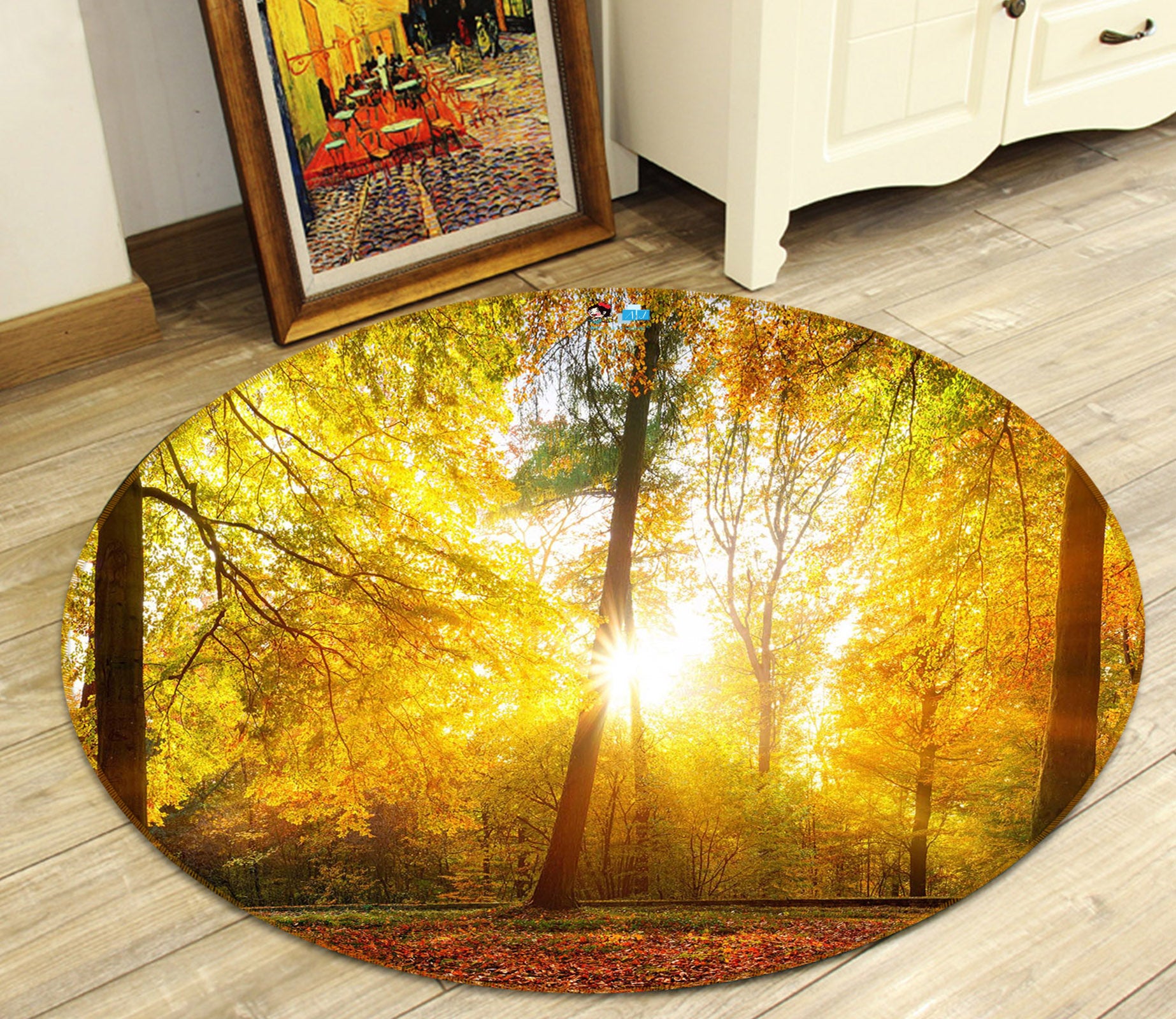 3D Golden Woods 74169 Round Non Slip Rug Mat