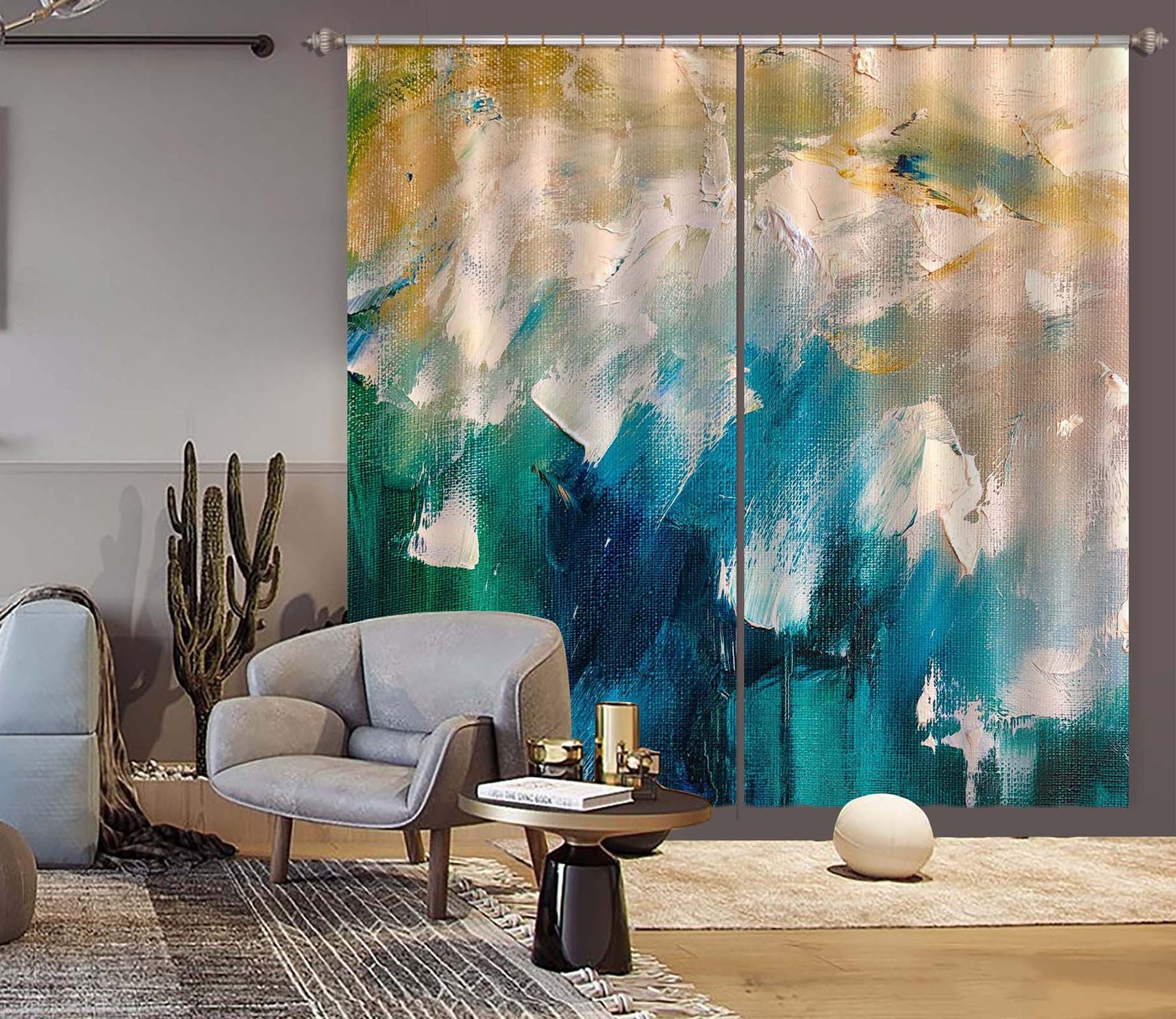 3D Blue Pigment 2396 Skromova Marina Curtain Curtains Drapes