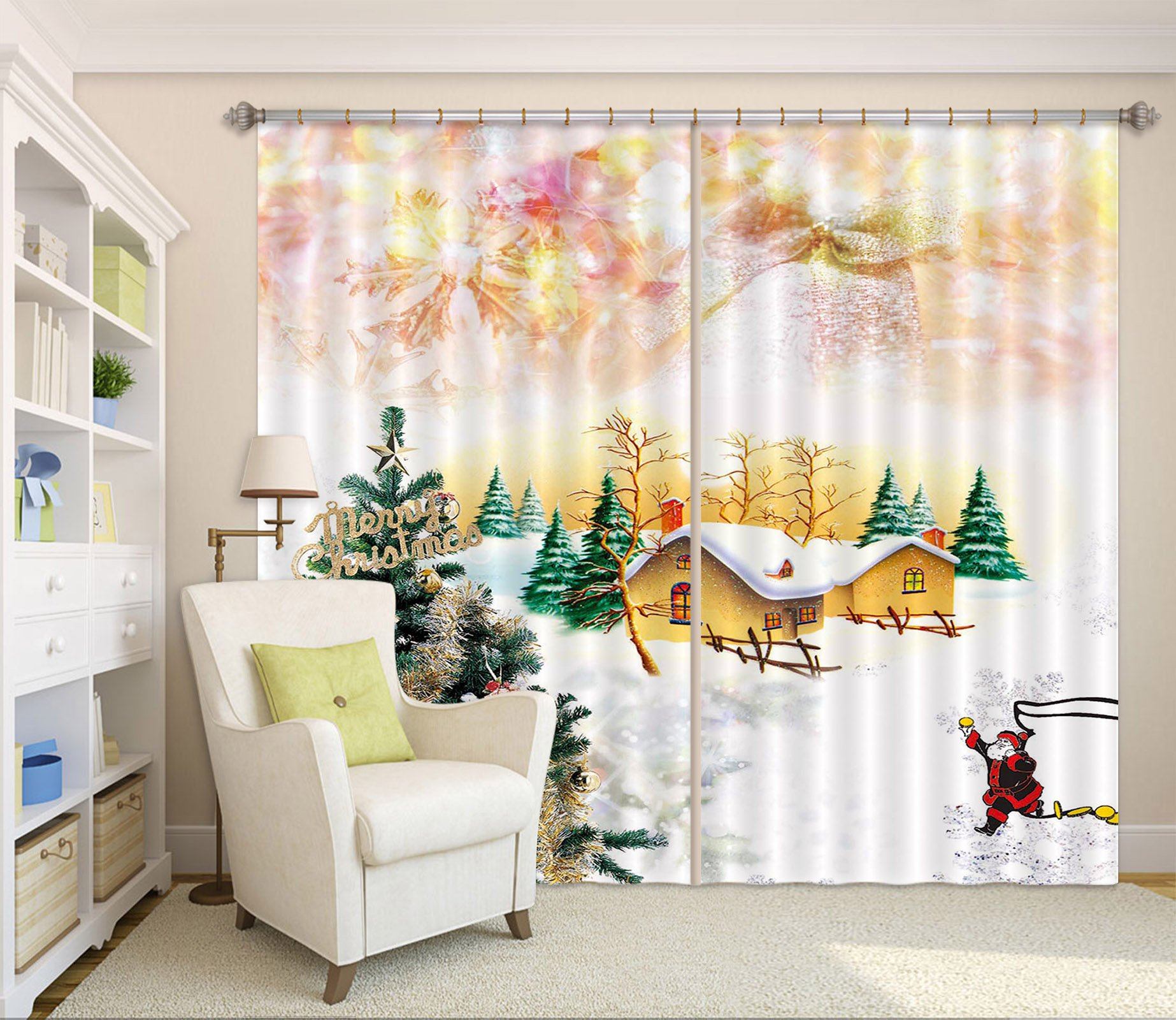 3D Christmas Tree House 41 Curtains Drapes Curtains AJ Creativity Home 