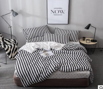3D Black White Vertical Bars 17184 Bed Pillowcases Quilt