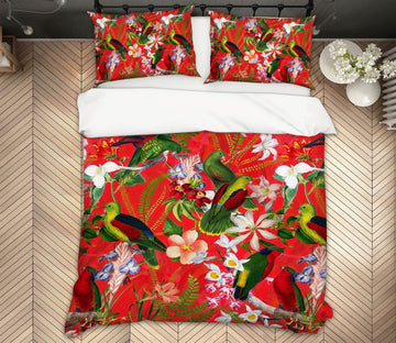 3D Green Bird Lily 125 Uta Naumann Bedding Bed Pillowcases Quilt Quiet Covers AJ Creativity Home 