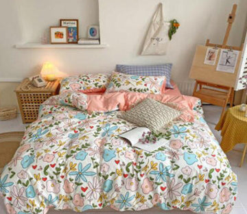 3D Colorful Floral 16105 Bed Pillowcases Quilt