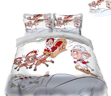 3D Santa Sleigh 45100 Christmas Quilt Duvet Cover Xmas Bed Pillowcases