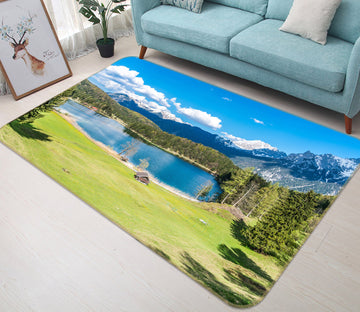 3D Lake Snow Mountain Grass 30127 Non Slip Rug Mat