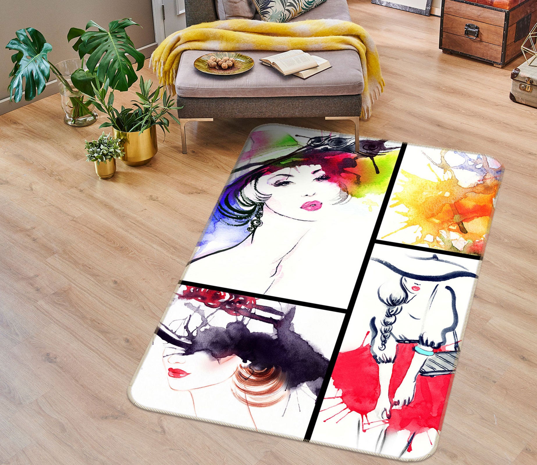 3D Red Lips Woman 1057 Non Slip Rug Mat