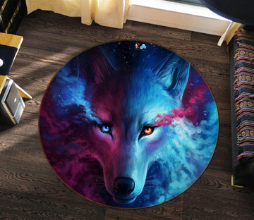 3D Wolf 74040 Round Non Slip Rug Mat