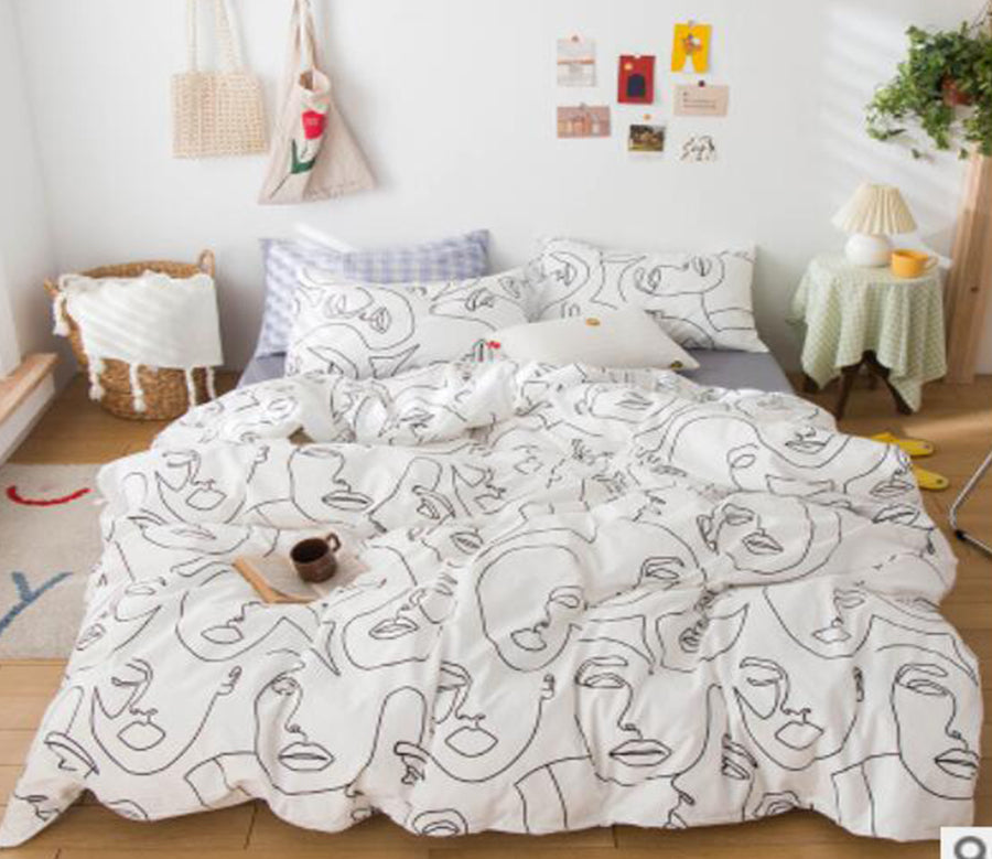 3D Face Line 50013 Bed Pillowcases Quilt