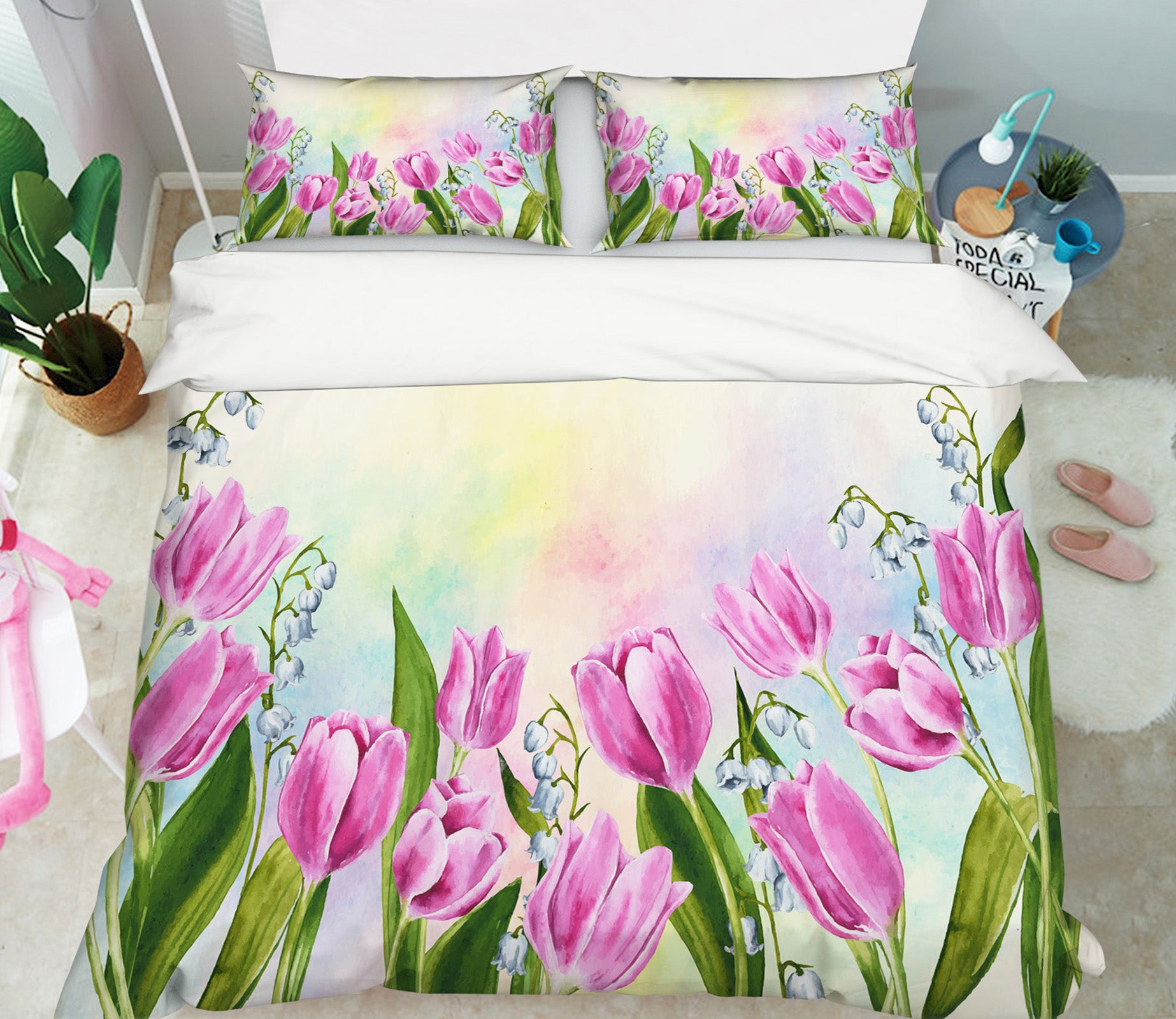 3D Purple Tulip 60186 Bed Pillowcases Quilt