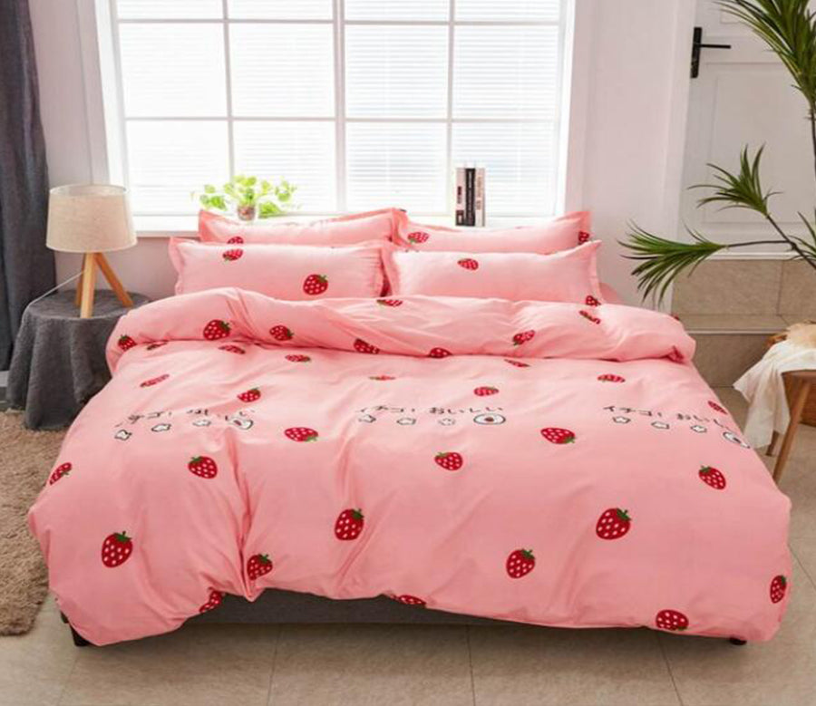 3D Strawberry 7146 Bed Pillowcases Quilt