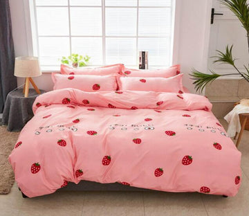 3D Strawberry 7146 Bed Pillowcases Quilt