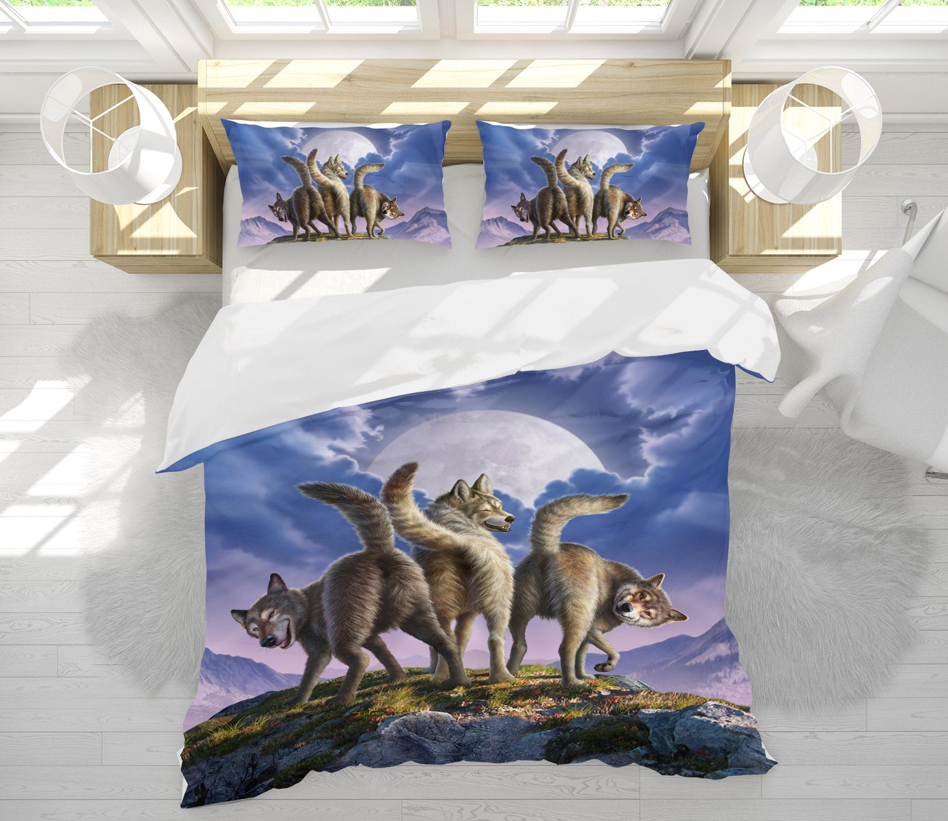 3D Wolf Moon 86017 Jerry LoFaro bedding Bed Pillowcases Quilt