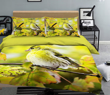 3D Green Bird 024 Bed Pillowcases Quilt