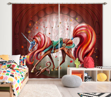 3D Unicorn Tail 037 Rose Catherine Khan Curtain Curtains Drapes Curtains AJ Creativity Home 