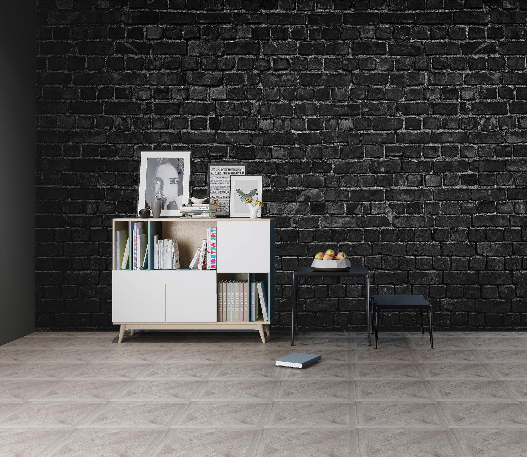 3D Black Brick Wall 41 Wall Murals Wallpaper AJ Wallpaper 2 